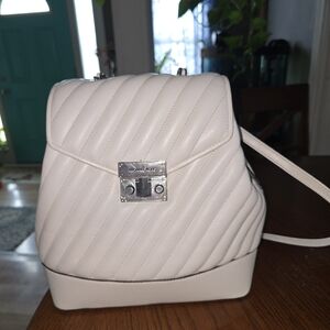 Authentic Michael Kors quilted white backpack handbag